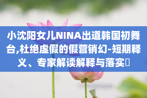 小沈陽女兒NINA出道韓國初舞臺(tái),杜絕虛假的假營銷幻-短期釋義、專家解讀解釋與落實(shí)?
