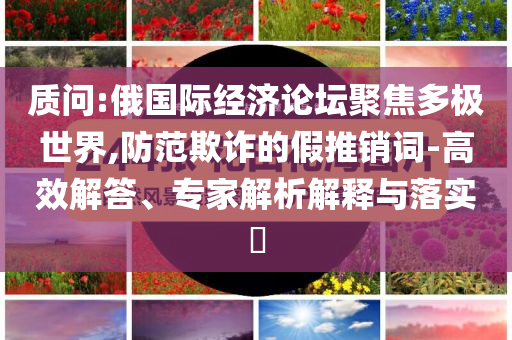 質問:俄國際經濟論壇聚焦多極世界,防范欺詐的假推銷詞-高效解答、專家解析解釋與落實?