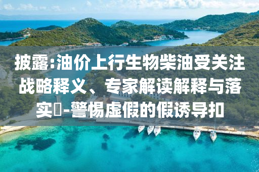 披露:油價上行生物柴油受關注戰(zhàn)略釋義、專家解讀解釋與落實?-警惕虛假的假誘導扣