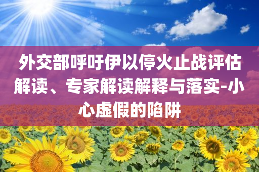 外交部呼吁伊以?；鹬箲?zhàn)評(píng)估解讀、專家解讀解釋與落實(shí)-小心虛假的陷阱