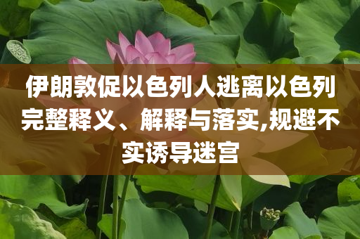 伊朗敦促以色列人逃離以色列完整釋義、解釋與落實,規(guī)避不實誘導(dǎo)迷宮