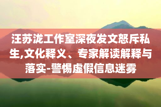汪蘇瀧工作室深夜發(fā)文怒斥私生,文化釋義、專家解讀解釋與落實(shí)-警惕虛假信息迷霧
