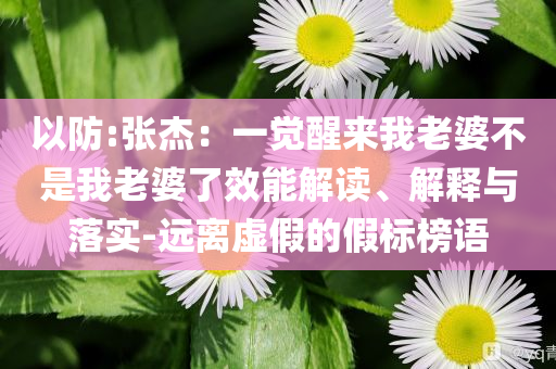 以防:張杰：一覺醒來我老婆不是我老婆了效能解讀、解釋與落實-遠離虛假的假標榜語