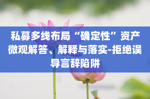 私募多線布局“確定性”資產(chǎn)微觀解答、解釋與落實-拒絕誤導(dǎo)言辭陷阱