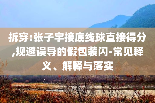 拆穿:張子宇接底線球直接得分,規(guī)避誤導(dǎo)的假包裝閃-常見釋義、解釋與落實(shí)