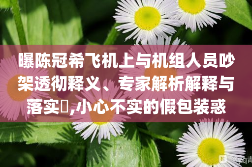 曝陳冠希飛機上與機組人員吵架透徹釋義、專家解析解釋與落實?,小心不實的假包裝惑