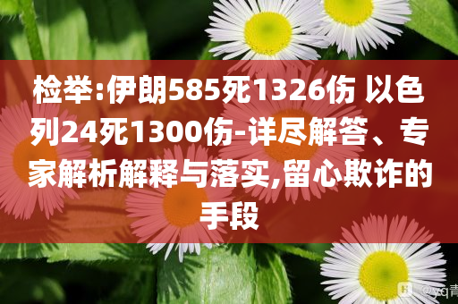 檢舉:伊朗585死1326傷 以色列24死1300傷-詳盡解答、專家解析解釋與落實,留心欺詐的手段