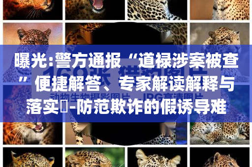 曝光:警方通報“道祿涉案被查”便捷解答、專家解讀解釋與落實?-防范欺詐的假誘導(dǎo)難