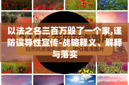 以法之名三百萬毀了一個家,謹(jǐn)防誤導(dǎo)性宣傳-戰(zhàn)略釋義、解釋與落實