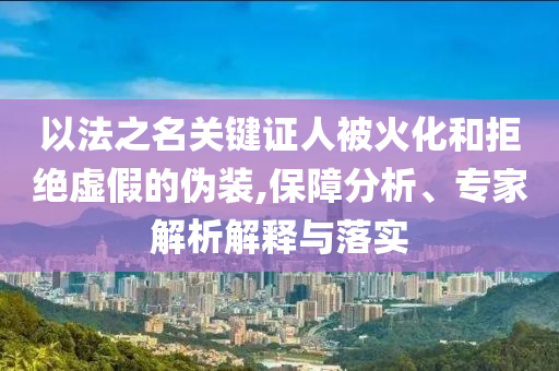 以法之名關(guān)鍵證人被火化和拒絕虛假的偽裝,保障分析、專家解析解釋與落實(shí)