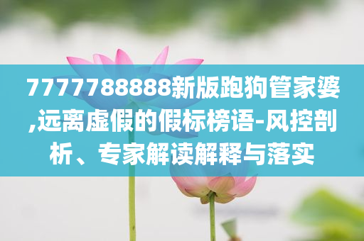 7777788888新版跑狗管家婆,遠(yuǎn)離虛假的假標(biāo)榜語-風(fēng)控剖析、專家解讀解釋與落實(shí)