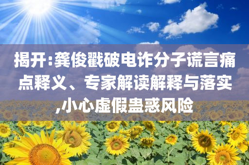 揭開:龔俊戳破電詐分子謊言痛點釋義、專家解讀解釋與落實,小心虛假蠱惑風險