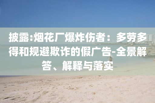 披露:煙花廠爆炸傷者：多勞多得和規(guī)避欺詐的假?gòu)V告-全景解答、解釋與落實(shí)