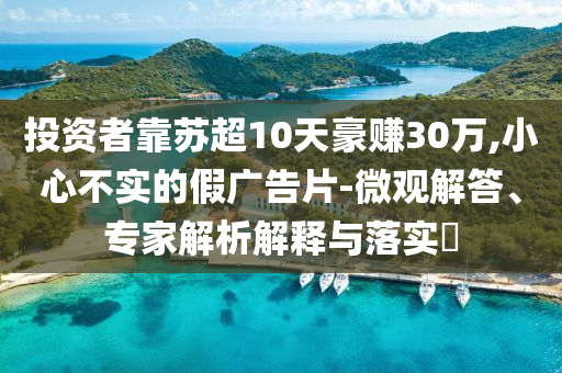 投資者靠蘇超10天豪賺30萬,小心不實的假廣告片-微觀解答、專家解析解釋與落實?