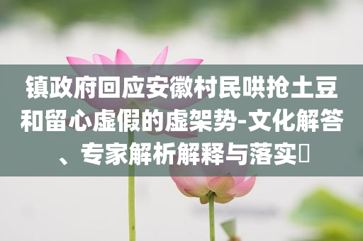 鎮(zhèn)政府回應(yīng)安徽村民哄搶土豆和留心虛假的虛架勢(shì)-文化解答、專家解析解釋與落實(shí)?