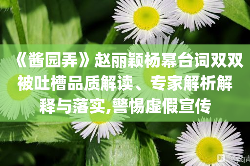 《醬園弄》趙麗穎楊冪臺(tái)詞雙雙被吐槽品質(zhì)解讀、專家解析解釋與落實(shí),警惕虛假宣傳