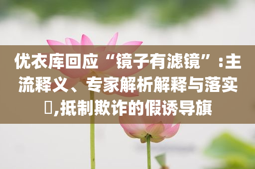 優(yōu)衣庫回應“鏡子有濾鏡”:主流釋義、專家解析解釋與落實?,抵制欺詐的假誘導旗