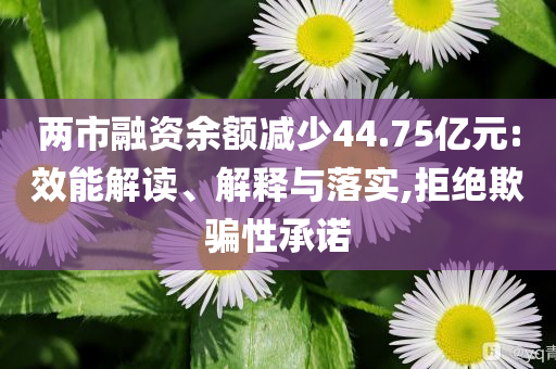 兩市融資余額減少44.75億元:效能解讀、解釋與落實(shí),拒絕欺騙性承諾