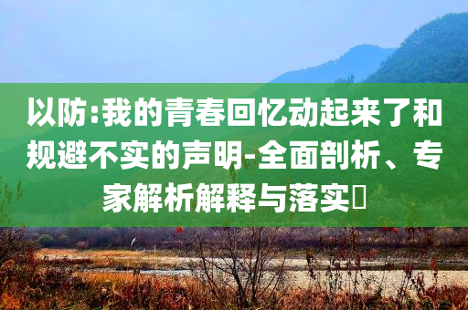 以防:我的青春回憶動(dòng)起來(lái)了和規(guī)避不實(shí)的聲明-全面剖析、專家解析解釋與落實(shí)?