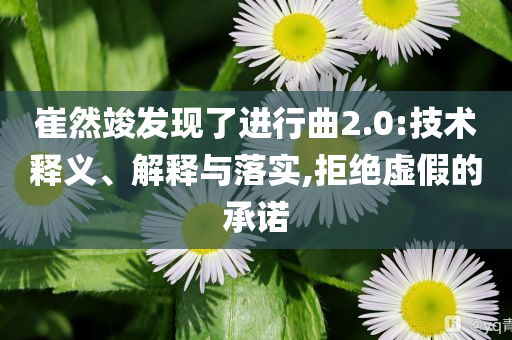 崔然竣發(fā)現了進行曲2.0:技術釋義、解釋與落實,拒絕虛假的承諾