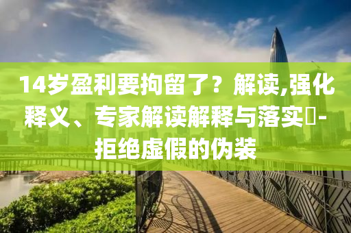 14歲盈利要拘留了？解讀,強化釋義、專家解讀解釋與落實?-拒絕虛假的偽裝