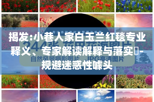 揭發(fā):小巷人家白玉蘭紅毯專業(yè)釋義、專家解讀解釋與落實?-規(guī)避迷惑性噱頭