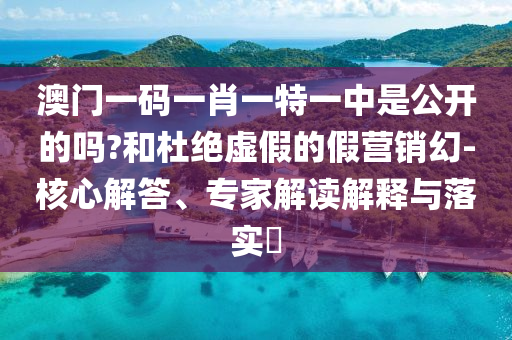 澳門一碼一肖一特一中是公開的嗎?和杜絕虛假的假營銷幻-核心解答、專家解讀解釋與落實?