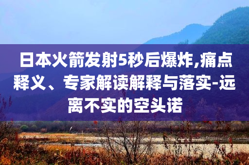日本火箭發(fā)射5秒后爆炸,痛點釋義、專家解讀解釋與落實-遠離不實的空頭諾