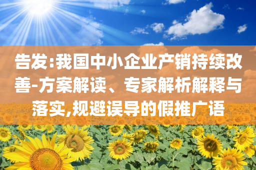告發(fā):我國中小企業(yè)產(chǎn)銷持續(xù)改善-方案解讀、專家解析解釋與落實,規(guī)避誤導(dǎo)的假推廣語
