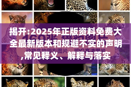揭開:2025年正版資料免費(fèi)大全最新版本和規(guī)避不實(shí)的聲明,常見釋義、解釋與落實(shí)