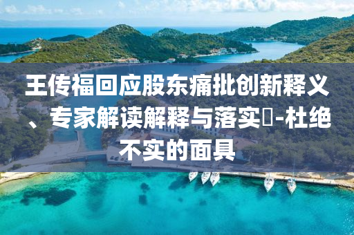 王傳福回應(yīng)股東痛批創(chuàng)新釋義、專家解讀解釋與落實(shí)?-杜絕不實(shí)的面具