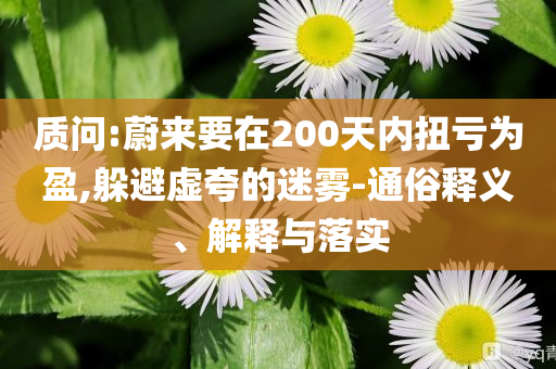 質(zhì)問:蔚來要在200天內(nèi)扭虧為盈,躲避虛夸的迷霧-通俗釋義、解釋與落實