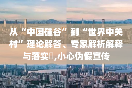 從“中國(guó)硅谷”到“世界中關(guān)村”理論解答、專家解析解釋與落實(shí)?,小心偽假宣傳