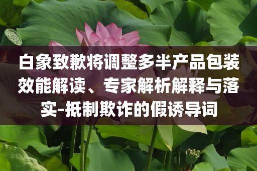 白象致歉將調(diào)整多半產(chǎn)品包裝效能解讀、專家解析解釋與落實-抵制欺詐的假誘導(dǎo)詞