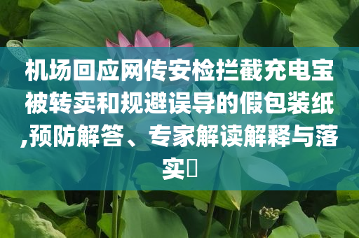 機(jī)場回應(yīng)網(wǎng)傳安檢攔截充電寶被轉(zhuǎn)賣和規(guī)避誤導(dǎo)的假包裝紙,預(yù)防解答、專家解讀解釋與落實?