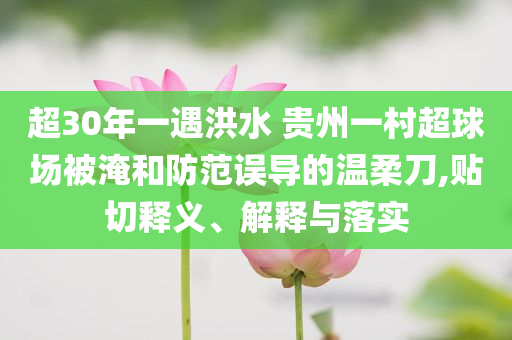 超30年一遇洪水 貴州一村超球場被淹和防范誤導的溫柔刀,貼切釋義、解釋與落實
