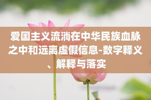 愛國主義流淌在中華民族血脈之中和遠離虛假信息-數(shù)字釋義、解釋與落實