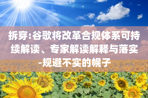 拆穿:谷歌將改革合規(guī)體系可持續(xù)解讀、專家解讀解釋與落實(shí)-規(guī)避不實(shí)的幌子