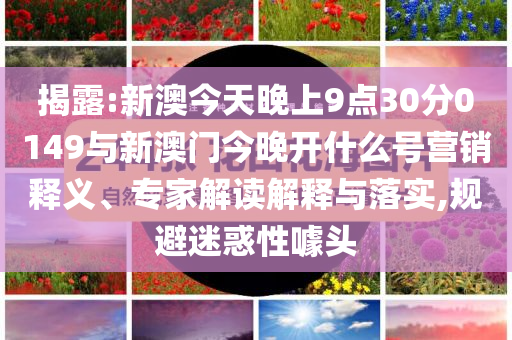 揭露:新澳今天晚上9點(diǎn)30分0149與新澳門今晚開什么號(hào)營銷釋義、專家解讀解釋與落實(shí),規(guī)避迷惑性噱頭