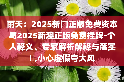 雨天：2025新門正版免費(fèi)資本與2025新澳正版免費(fèi)掛牌-個(gè)人釋義、專家解析解釋與落實(shí)?,小心虛假夸大風(fēng)