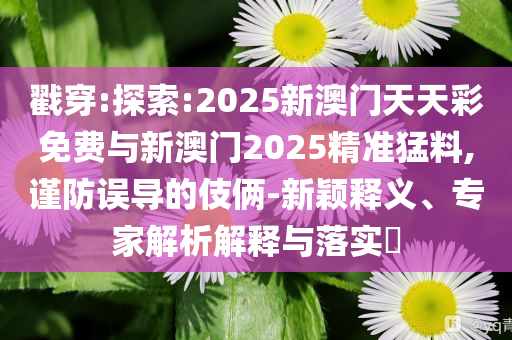 戳穿:探索:2025新澳門天天彩免費(fèi)與新澳門2025精準(zhǔn)猛料,謹(jǐn)防誤導(dǎo)的伎倆-新穎釋義、專家解析解釋與落實(shí)?