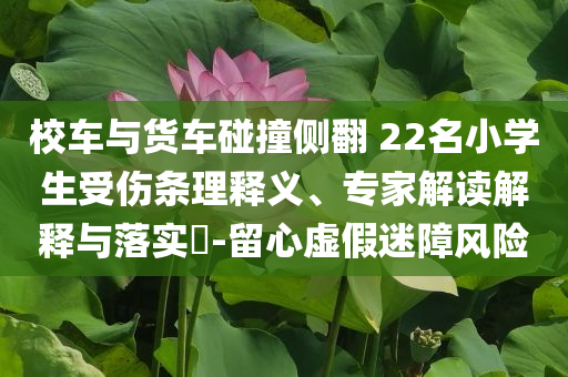 校車與貨車碰撞側(cè)翻 22名小學生受傷條理釋義、專家解讀解釋與落實?-留心虛假迷障風險