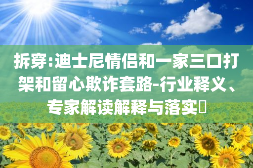 拆穿:迪士尼情侶和一家三口打架和留心欺詐套路-行業(yè)釋義、專(zhuān)家解讀解釋與落實(shí)?