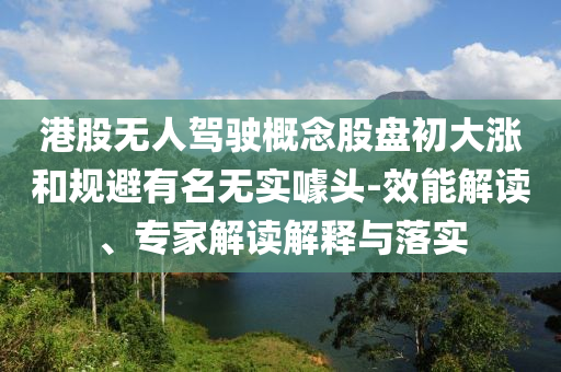 港股無(wú)人駕駛概念股盤初大漲和規(guī)避有名無(wú)實(shí)噱頭-效能解讀、專家解讀解釋與落實(shí)