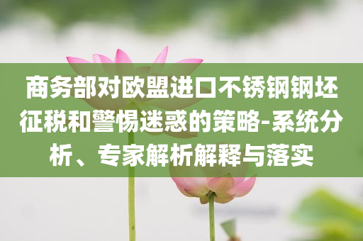 商務部對歐盟進口不銹鋼鋼坯征稅和警惕迷惑的策略-系統(tǒng)分析、專家解析解釋與落實