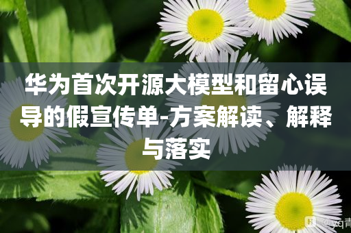 華為首次開源大模型和留心誤導(dǎo)的假宣傳單-方案解讀、解釋與落實(shí)
