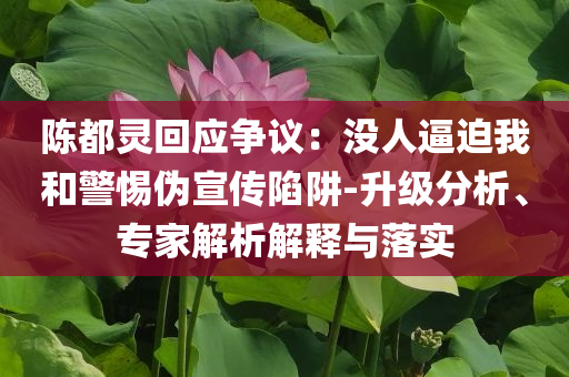 陳都靈回應(yīng)爭議：沒人逼迫我和警惕偽宣傳陷阱-升級分析、專家解析解釋與落實