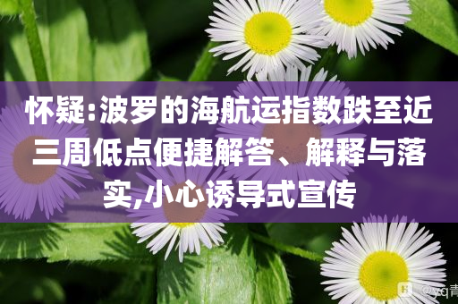 懷疑:波羅的海航運指數(shù)跌至近三周低點便捷解答、解釋與落實,小心誘導(dǎo)式宣傳