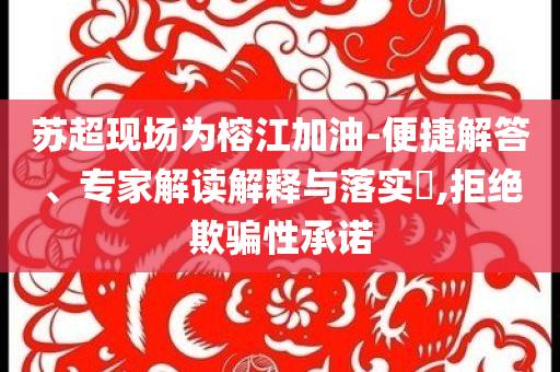 蘇超現(xiàn)場為榕江加油-便捷解答、專家解讀解釋與落實?,拒絕欺騙性承諾