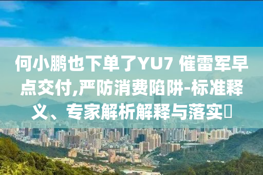 何小鵬也下單了YU7 催雷軍早點交付,嚴防消費陷阱-標(biāo)準(zhǔn)釋義、專家解析解釋與落實?